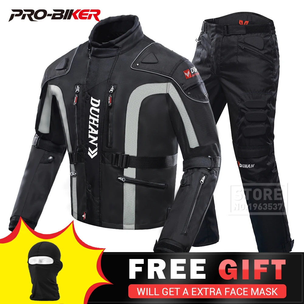 

DUHAN Motorcycle Jacket Kits Windproof Protective Gear Jacket + Pants Set Hip Protector Riding Suit Motorcycle Pants Moto Jacket