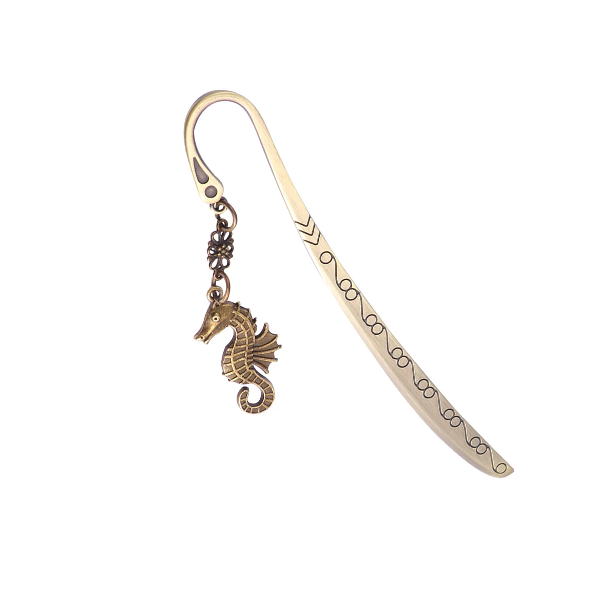 1 segnalibro in metallo modello vintage con ciondolo cavalluccio marino, design creativo per materiale scolastico per ufficio, segnalibro in metallo regalo