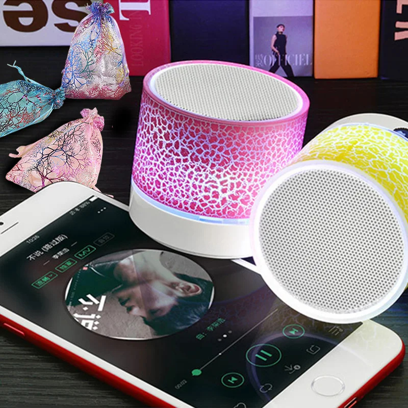 ลำโพงบลูทูธขนาดเล็ก1ชิ้นลำโพงไร้สายบัตร TF LED หลากสีซับวูฟเฟอร์แบบพกพาคอลัมน์เสียงเพลง MP3สำหรับโทรศัพท์ PC