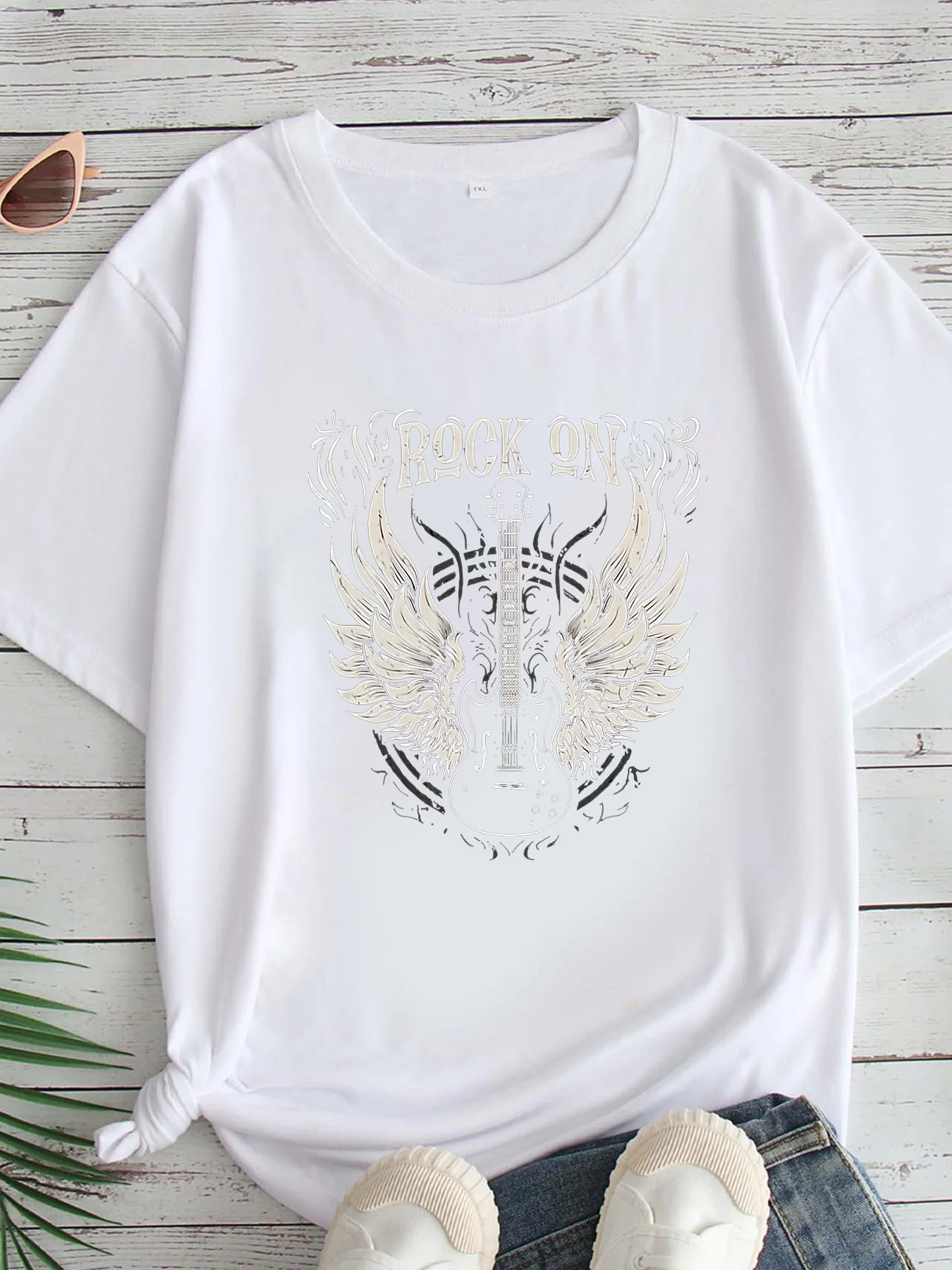 

Женская футболка большого размера с принтом, круглым вырезом и короткими рукавами, размеры 1-7XL, удобный повседневный топ в европейском стиле