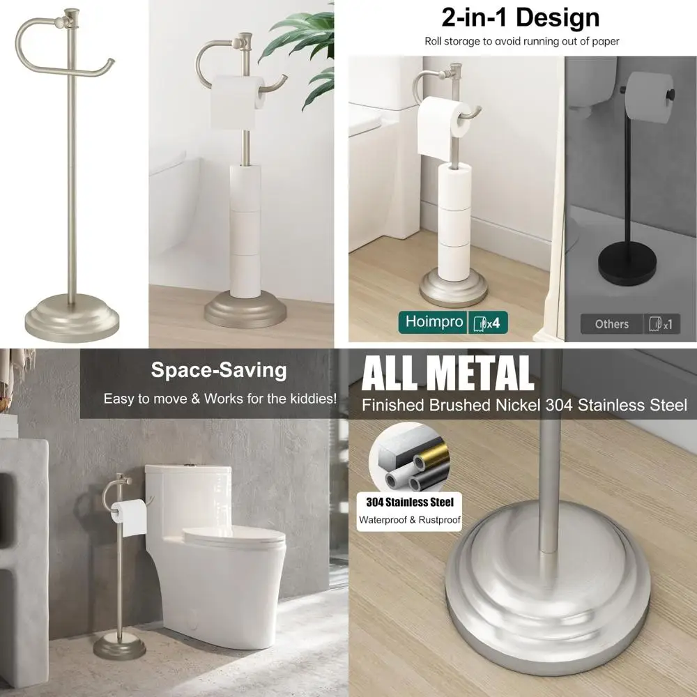 

25-дюймовый держатель для туалетной бумаги, отдельно стоящий, напольный держатель для туалетной бумаги в ванной комнате, держатель для рулонов туалетной бумаги с полкой для хранения на 4 рулонах, Fre