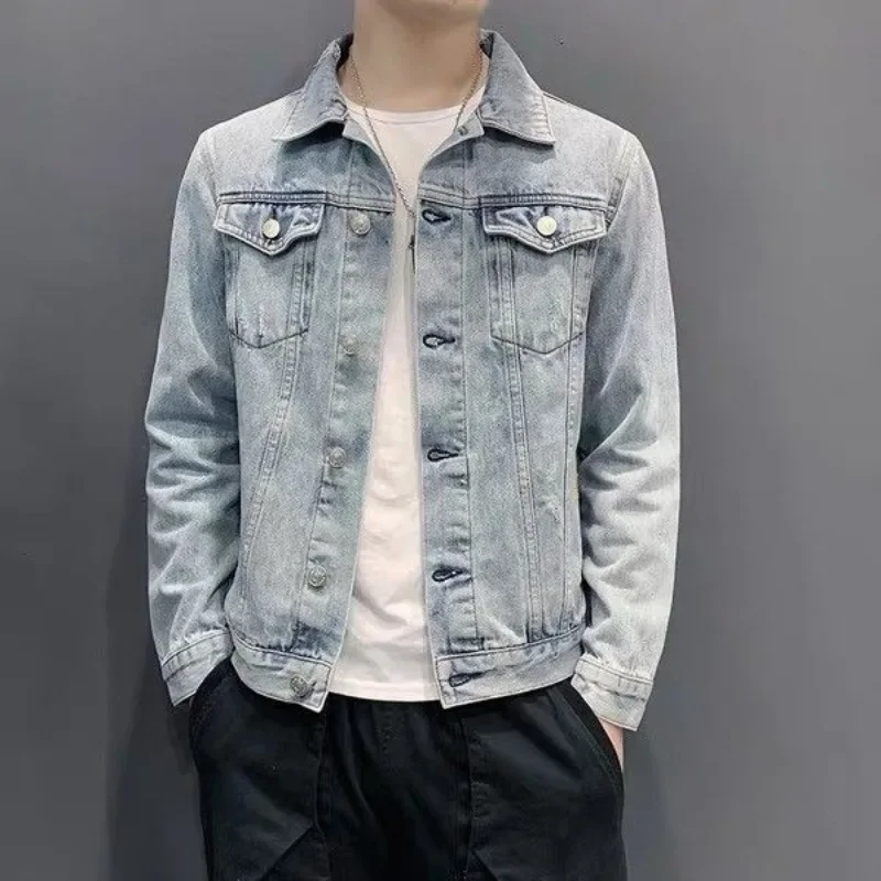 Men's Denim Jacket New In Male Jean Coats Korean Popular Clothes Autumn Clothing Fast Delvery Lxury Lowest Price Menswear Y2k