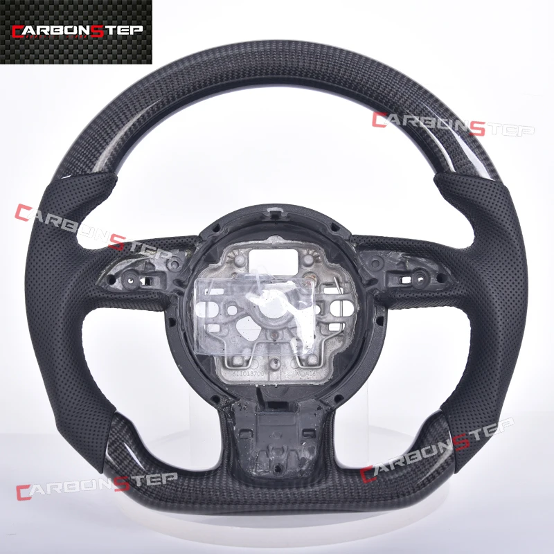 Car Perforated Leather Carbon Fiber Steering Wheel For Audi RS3 RS4 RS8 S3 S4 S5 A3 A4 A5 B8 B9 B7 C7 C6 C8 8V 8P B8.5 B6 B5