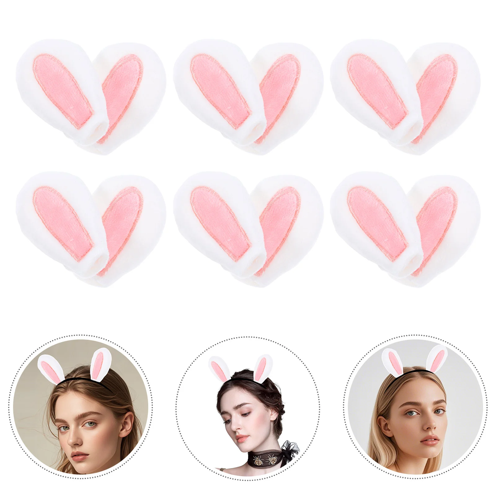 20 Pcs Bunny Ear Headband Hair Ribbons Headdress Rabbit Charm DIY Fabric Ears for Jewelry Hoops