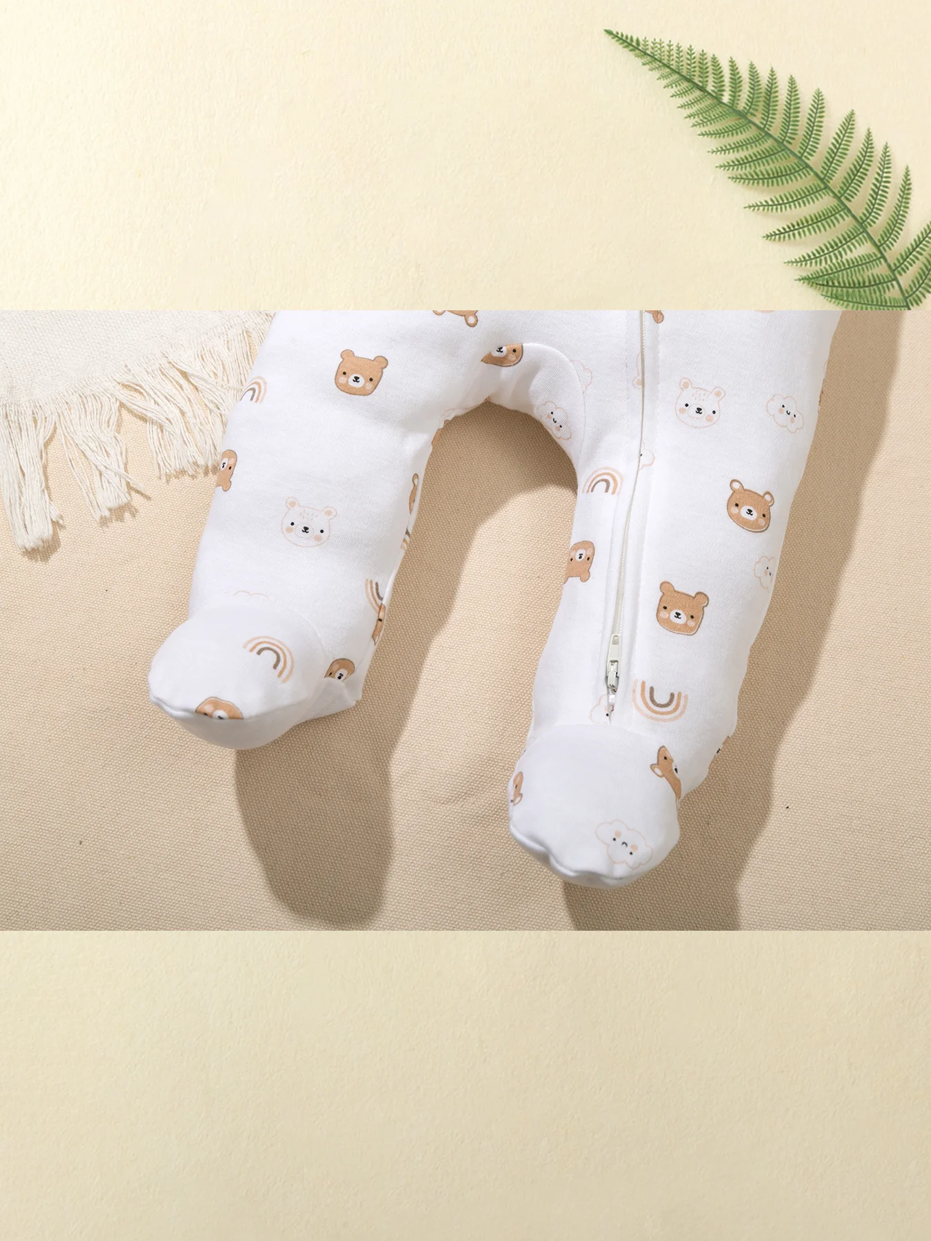 TtkaaBaby Baby-Jungen-Set aus 100 % Baumwolle mit Bären- und Wolkenmuster, langärmlig, mit Doppelreißverschluss, zweiteiliger Baby-Strampler – Geschenk zum Vollmond – Detail 5