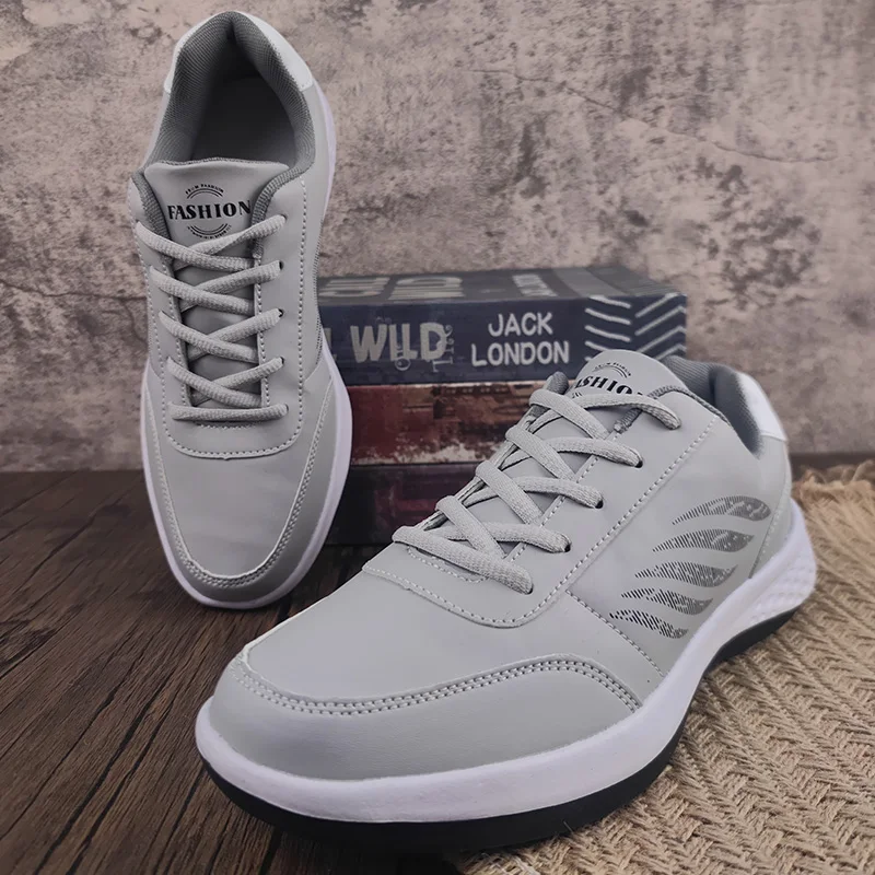 

ELUVA Men's Gym Shoes Lightweight Running Sneakers Comfortable Waterproof Non Slip High Quality PU Leather Athletic Shoes