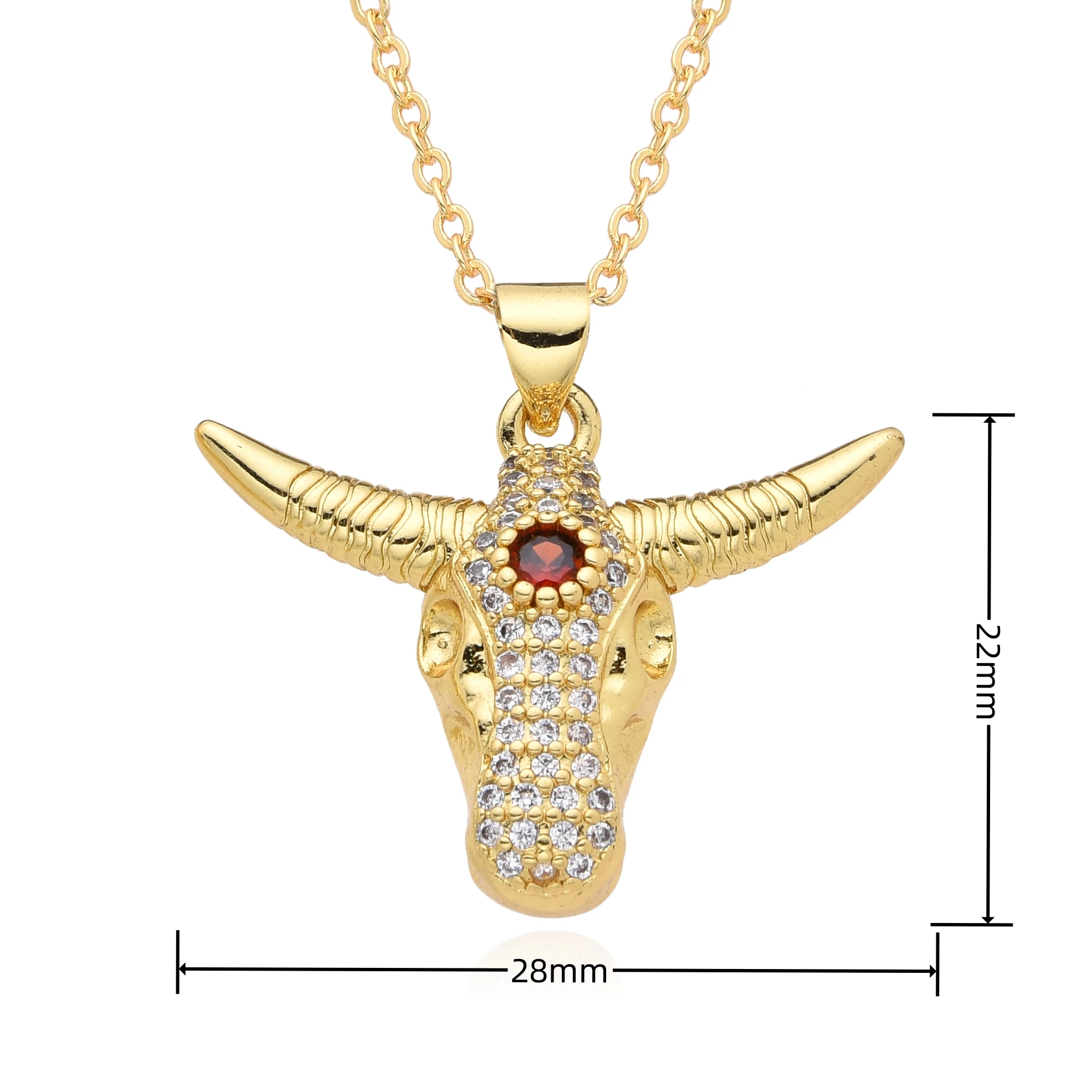 Y2k Vintage Gold Color Buffalo Animal Charms Zircon Bull Necklace for Women Men Cattle Ox Choker Pendant DIY Jewelry Accessories