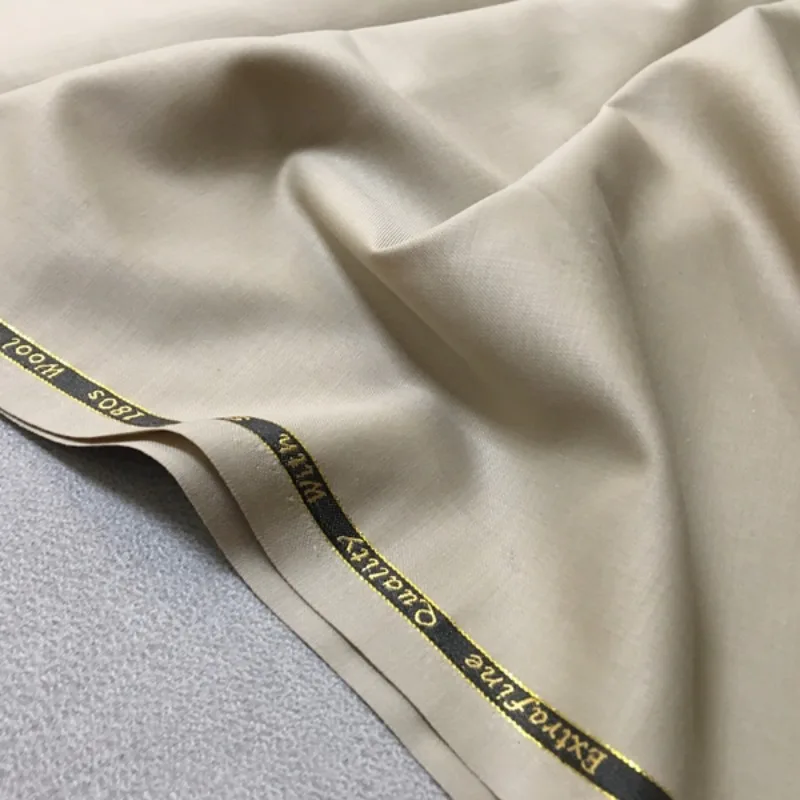 High-Quality Spring Summer Italian Imported Khaki Twill Worsted Wool Fabric By Mter Designer Suit Trousers Cloth Arab Robe