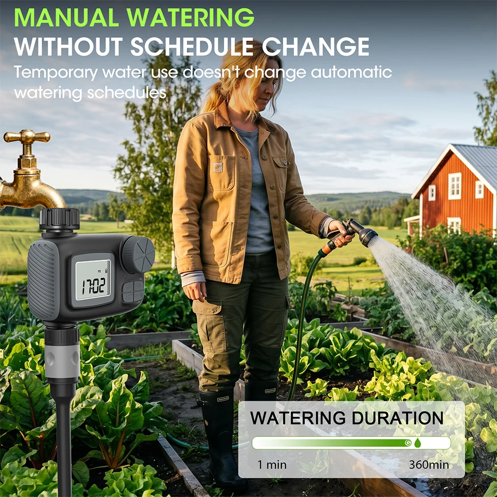 Automatic 1 way Water Timer For Garden Hose single outlet Sprinkler Timer Rain Delay Programmable Valve for Yard Lawn Faucet