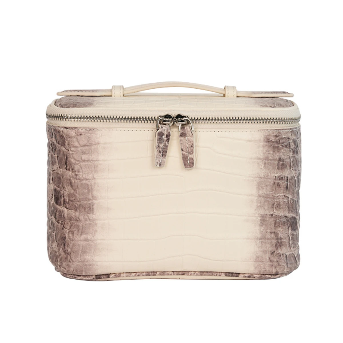 

Women's Makeup Bag Crocodile Pattern Embossed Leather Large Capacity Travel Portable Toiletry Carry Case Organizr Cosmetic Pouch