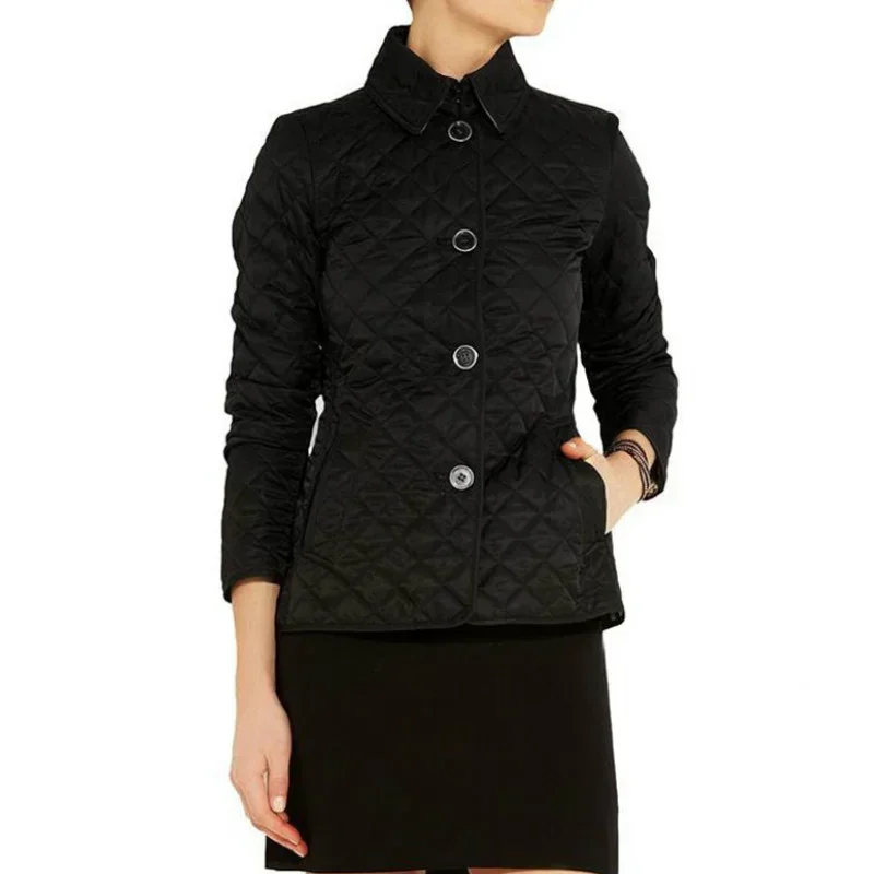 Autumn and Winter Lapel Dress Small Cotton Jack Female New Fashion Single-breasted Temperament Slim Silk Warm Jacket