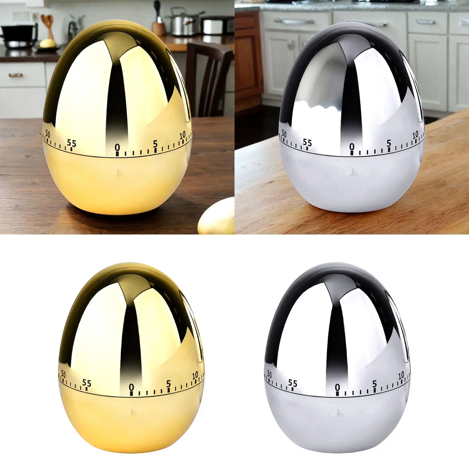 Egg-shaped Manual Loud Count Reminder Kitchen Timer, Analog Wind-up Timer,