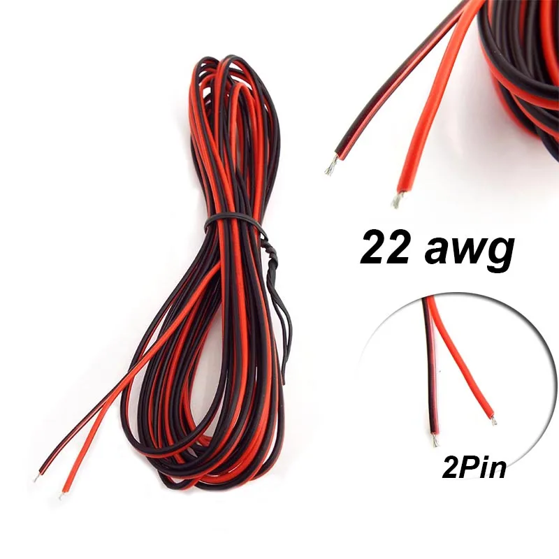 2pin Tinned Copper Insulated PVC Wired Wire 22 awg Electric Extension DIY Connecting For LED Strip Lighting