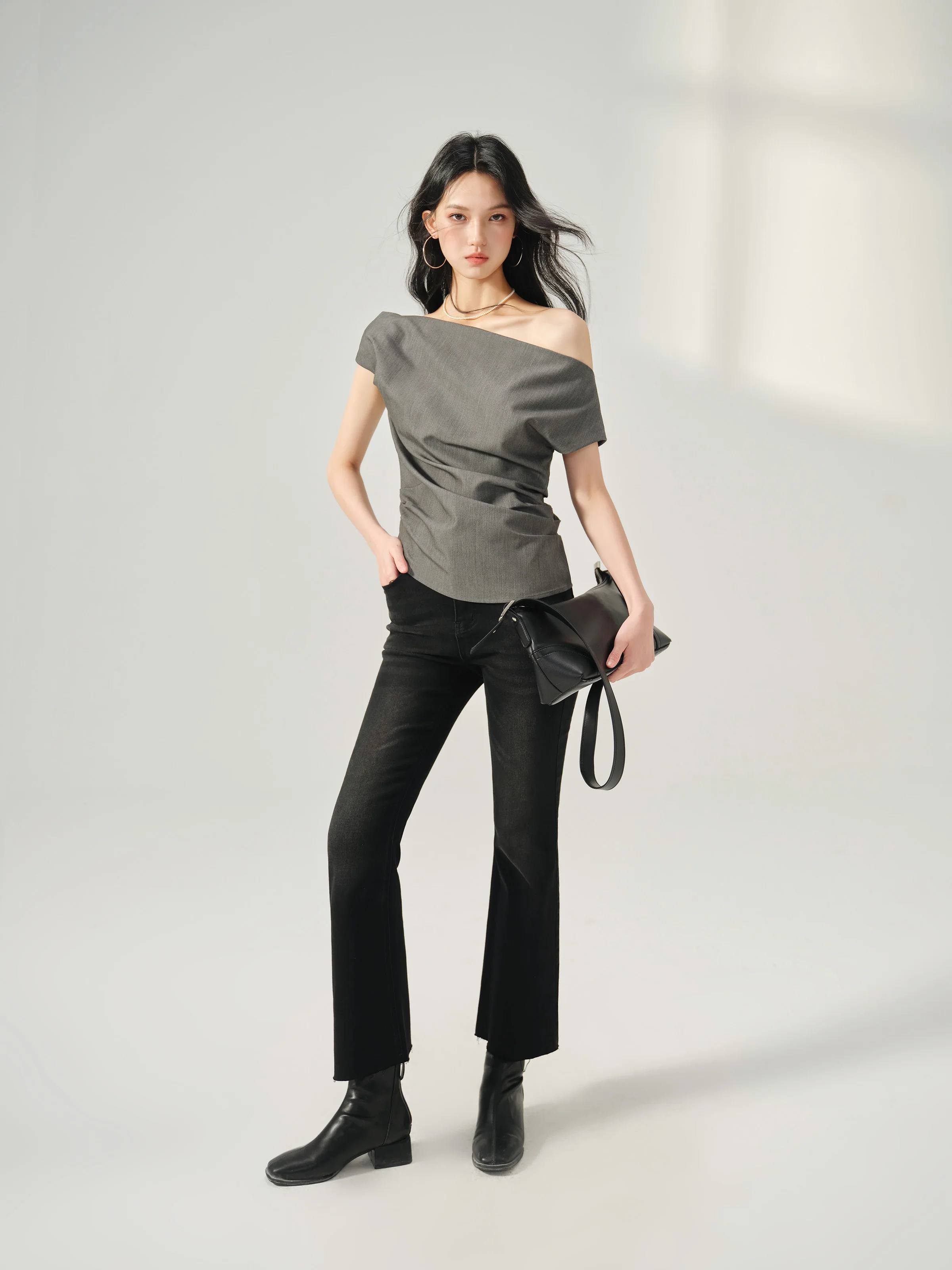 High Waist Flared Denim Jeans for Women Stretch Cropped Bell Bottom Pants Vintage Slim Fit Raw Hem Casual Trousers Summer Look