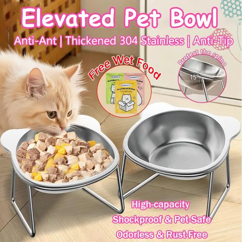 Stainless Steel Pet Bowls For Cats And Dogs Cat Water Bowls Drinking Bowls And Neck Supports