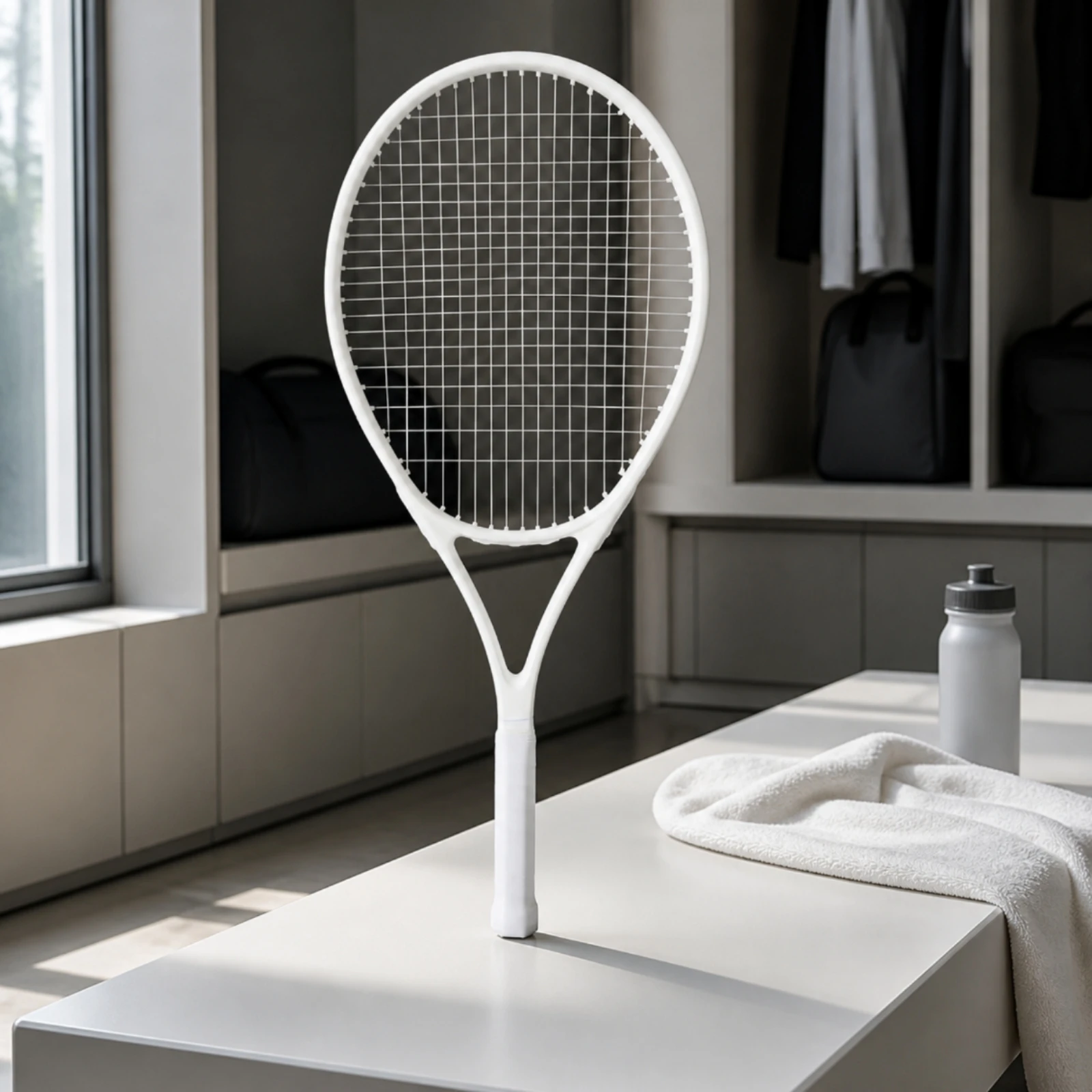 One-Piece Tennis Racket with Replacement Grip Frosted Finish Strung Tennis Racket Versatile Long-Lasting