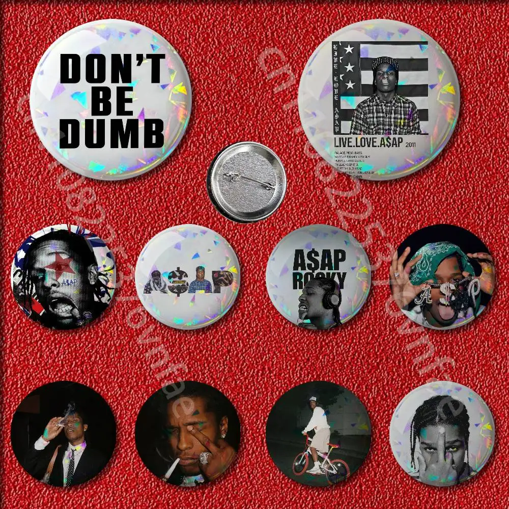 

A-ASAP Rocky Dont Be Dumb Badges Badge 25mm 32mm 44mm 58mm 75mm Round Pin Brooch Adornment Souvenir Cosplay Gift