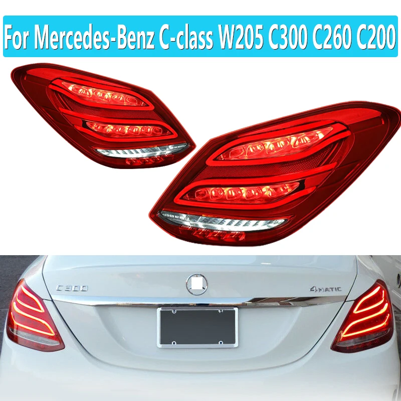 

For Mercedes-Benz C-class W205 C300 C260 C200 2014-2020 Red Rear Car LED Tail Light Brake Light