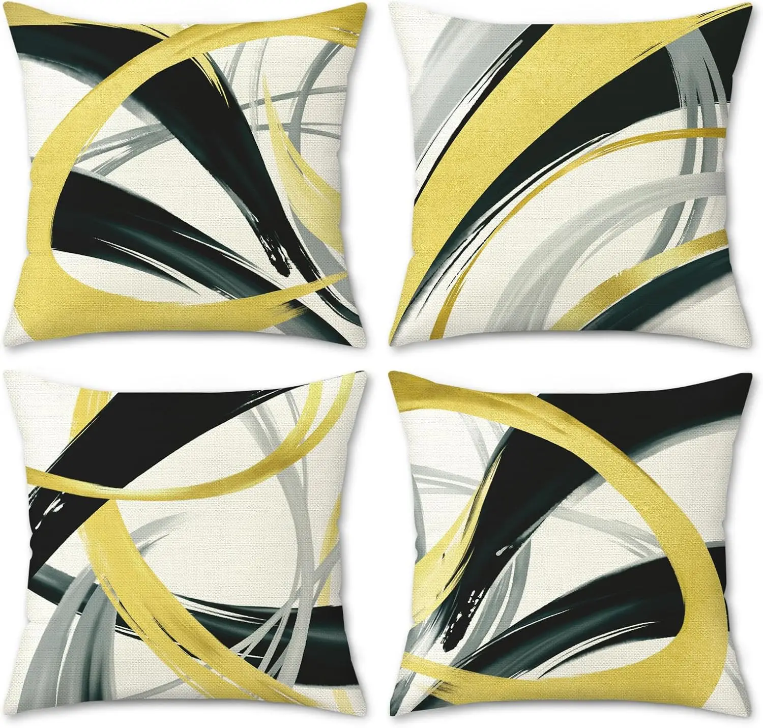 

4Pcs Modern Abstract Throw Pillow Covers with Black Gold and Gray Pattern Cushion Cases for Study Lounge Hotel Room Home Decor