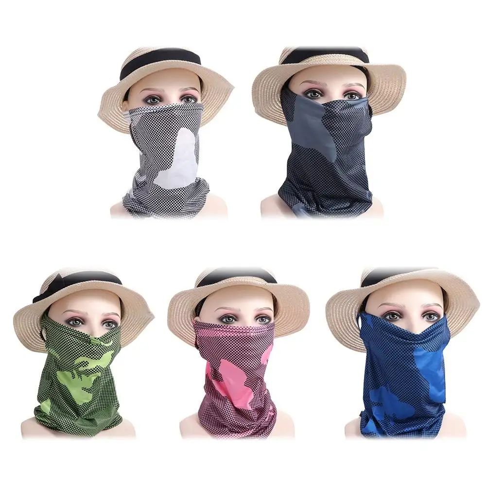 Full Face Mask Outdoor Motorcycle Mask Sunscreen Windproof Neck Tube Scarf Women Bandana Cycling Bandana Ice Silk Mask