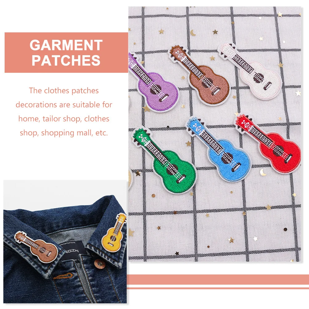 8 قطعة بقع القماش كومبو مجموعة الغيتار شكل المطرزة زين Diy بها بنفسك الملابس إصلاح لوازم الخياطة بقع ل أكياس الجينز #6