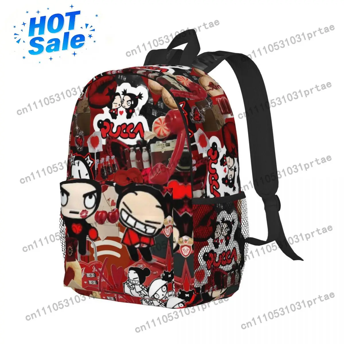Pucca Love For You Red Backpack Boys Girls BookBag Kids School Bag Computer Shoulder Bags for Men Women