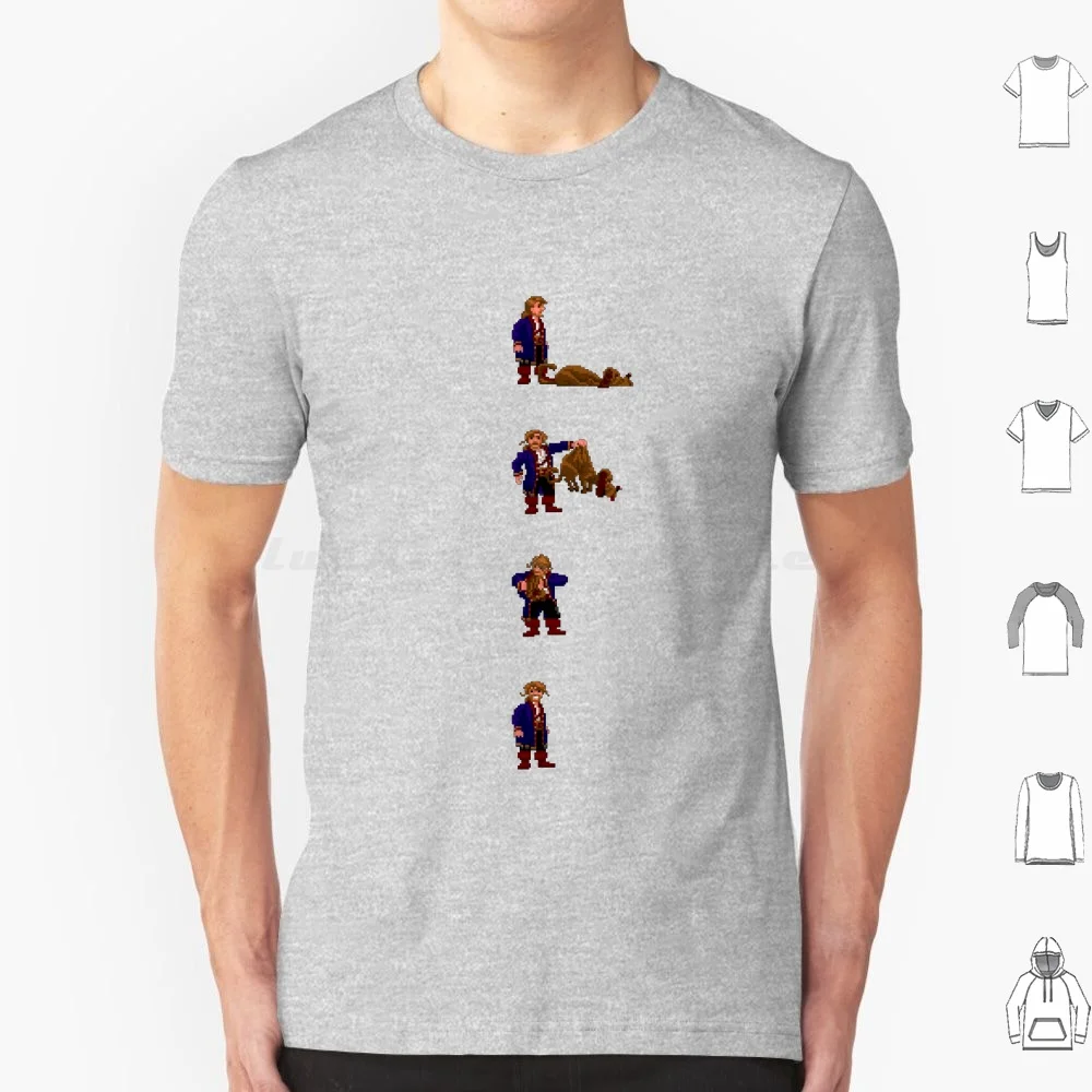 Guybrush And... Guybrush! ( Monkey Island 2 ) T Shirt Big Size 100% Cotton Guybrush Threepwood Lechuck Friend Dog Final The End