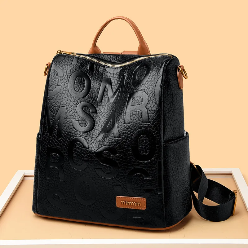 

Рюкзак с тиснением и большими буквами, регулируемые лямки, женские дорожные сумки на плечо, многофункциональная сумка контрастного цвета