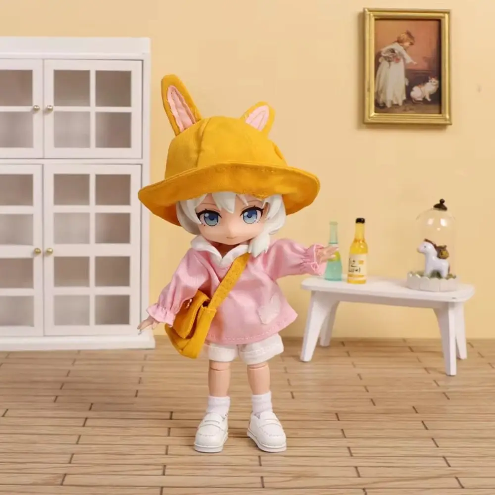 

Kindergarten Ob11 Doll Clothes Rabbit Bear Ears Casual Wear Obitsu11 School Uniform Handmade Fisherman Hat BJD Doll Outfit