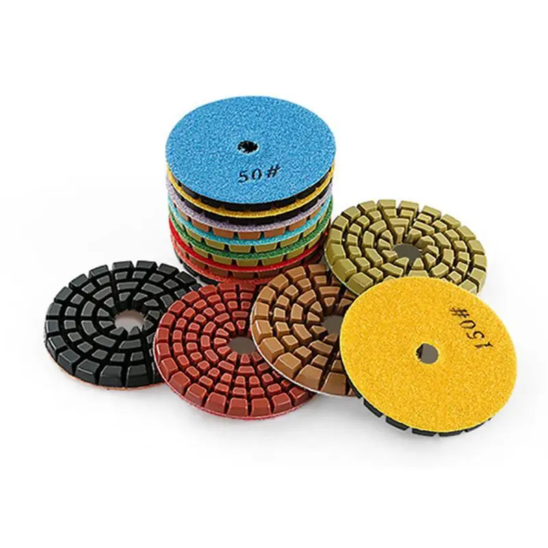 7 Stück 100mm/4 Zoll Verdickte Diamant-Bodenpolierpads, Harzgebundene Diamant-Betonschleifscheiben für Terrazzo-Stein-Renovierungspads – Detail 9