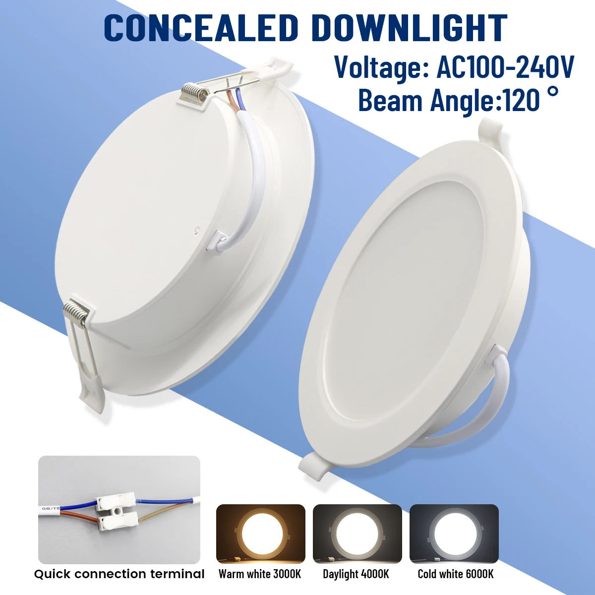 2pcs/lot Recessed Led Ceiling Light Downlight Round Panel Light 110V 230V 3000K 4000K 6000K 10W 24W for Home Indoor Lighting