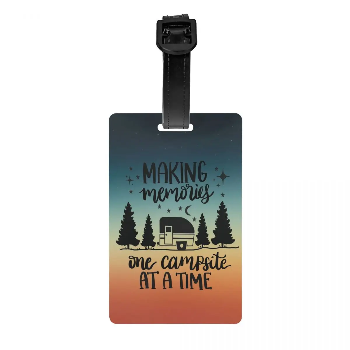 Custom Happy Camping Adventure Campers Luggage Tag Privacy Protection Baggage Tags Travel Bag Labels Suitcase