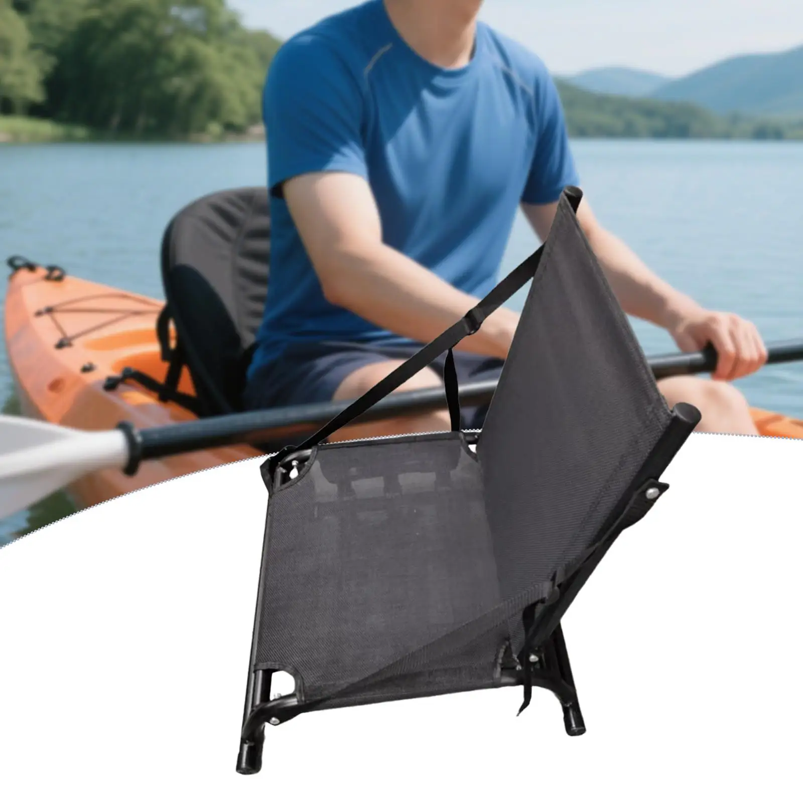 Kayak Seat with Back Support Canoe Backrest Seat Folding Adjustable Cushion Versatile for Sit on Top Sitting Pad for Canoeing