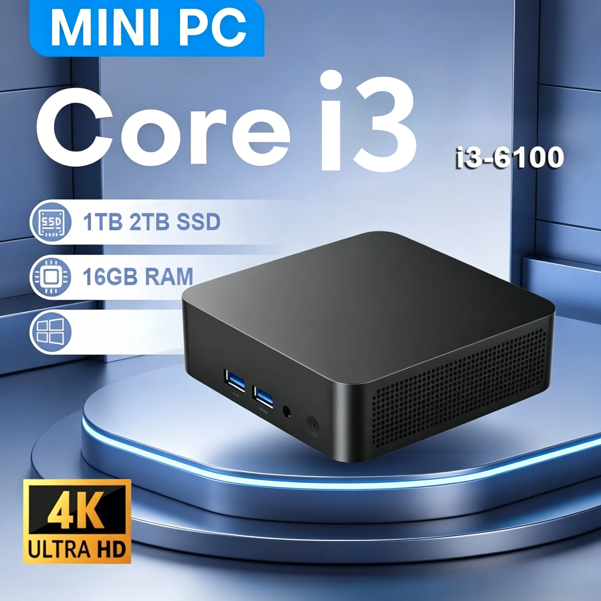 New Intel Core i3 6100  MINI PC 16GB RAM 1TB 2TB SSD WIFI 6 BT5.2 4K HD Mini Gaming Office Study Pc