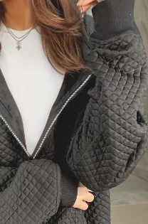 Imagen 6: Chaqueta con capucha a cuadros de moda casual para mujer de talla grande