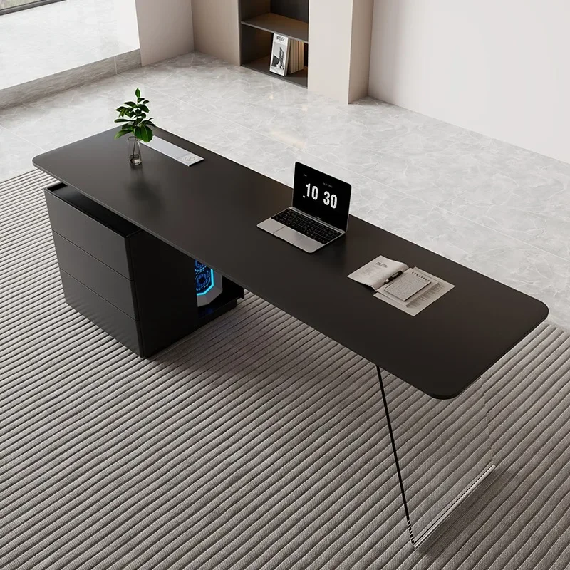 Italian minimalist desk black high-end living room writing table study desk acrylic modern simple home