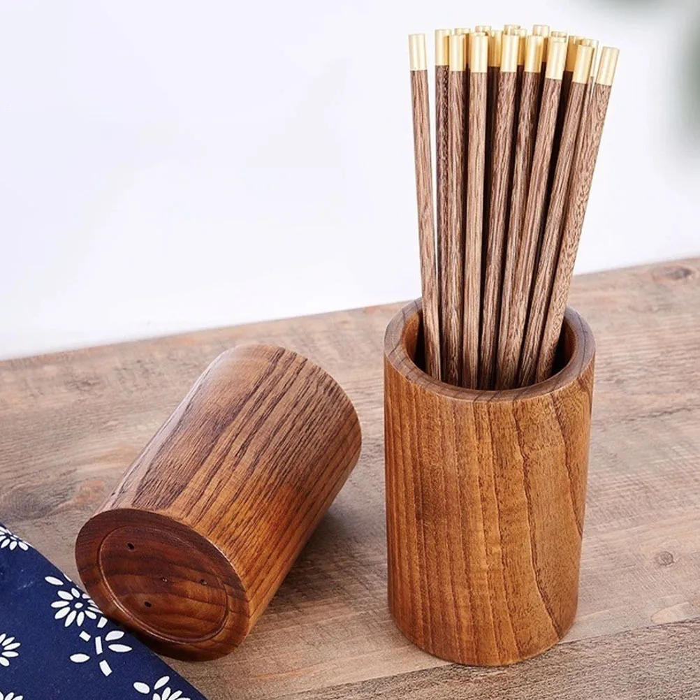 

Solid Wood Chopsticks Holder Thickened Tableware Organizer Kitchen Utensil Storage Container Cutlery Canister For Forks