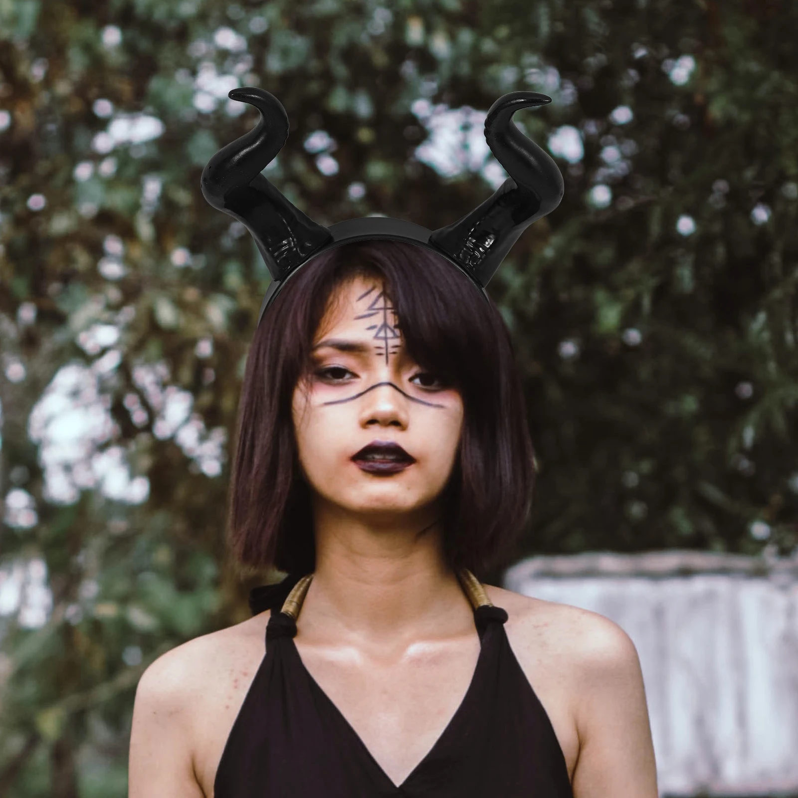 

2pcs Black Horn Headb Halloween Party Cosplay Hair Accessories Lightweight Comfortable Wear Chic Present