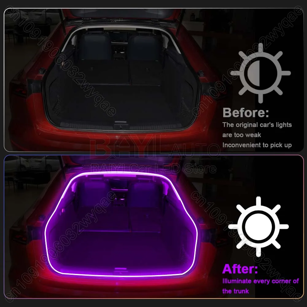For Bestune B70 Trunk Light Strip, Car Decor Ambient LED, Automatic On/Off Tailgate Lighting For T99 B70 X40T55 car Accessories