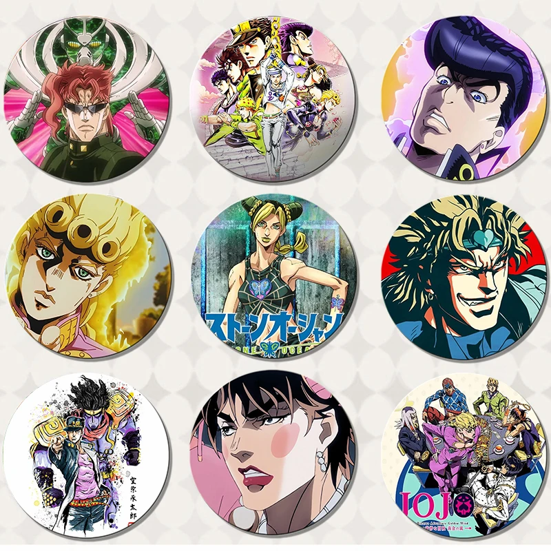 

58mm New JoJo Bizarre Adventure Button Pin Cute Anime Character Cartoon Brooch Badge for Backpack Accessories Decor Collect