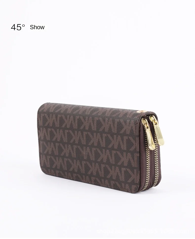 Damen-Geldbörse Lang mit Großer Kapazität, Münzfach und Doppelreißverschluss, Multifunktionale Clutch-Tasche für Mobiltelefone und Münzen – Detail 12