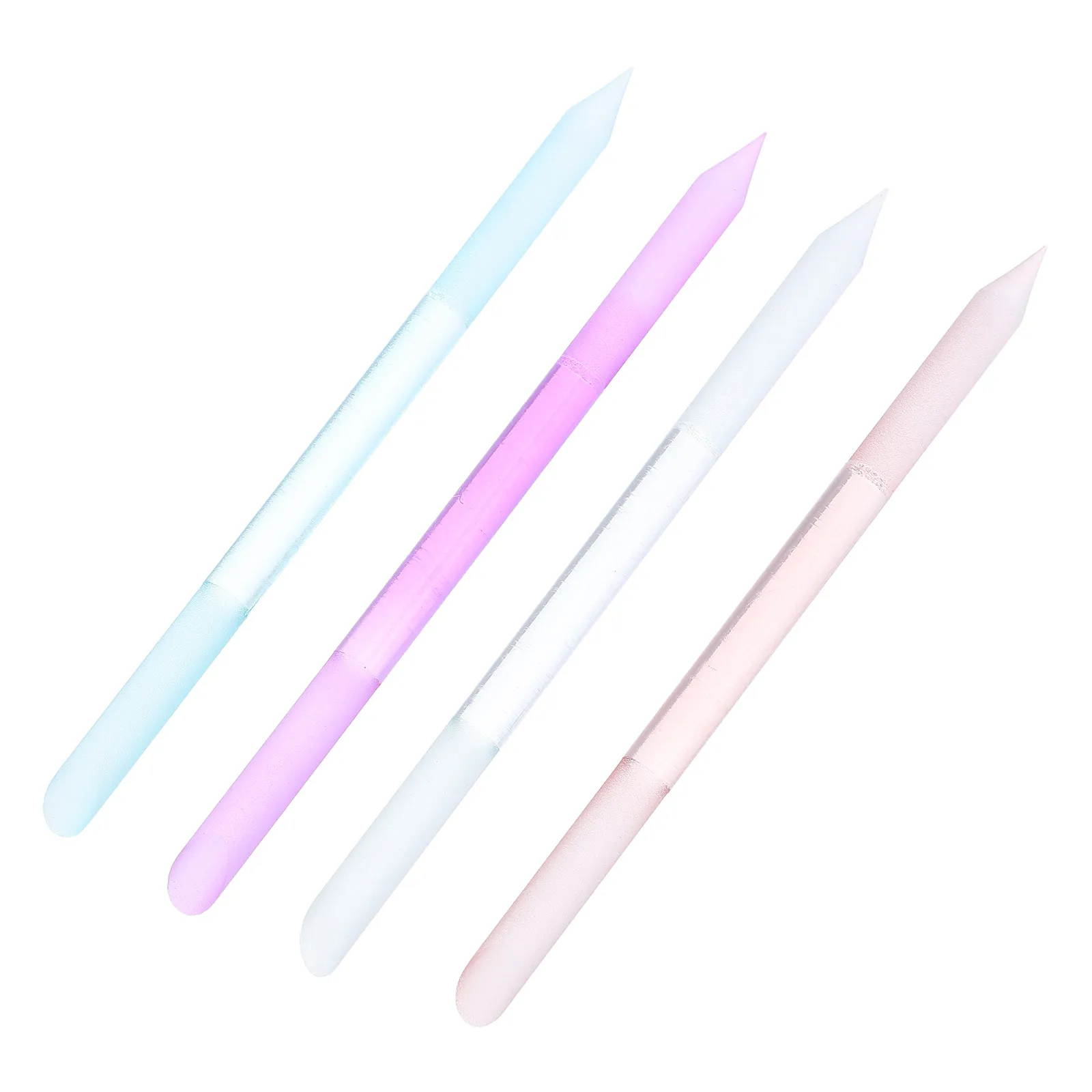 4Pcs Glass Nail Care Stick Dual-Ended Nano Glass File Cuticle Pusher Precision Angled Buffing Tool for Manicure