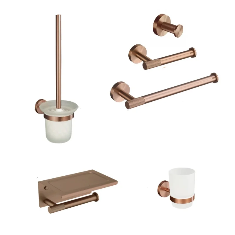 

Brushed Rose Gold 304 Stainless Steel Wall Hook Toilet Paper Holder Towel Bar Toilet brush Bath towel rack Bathroom Accessories