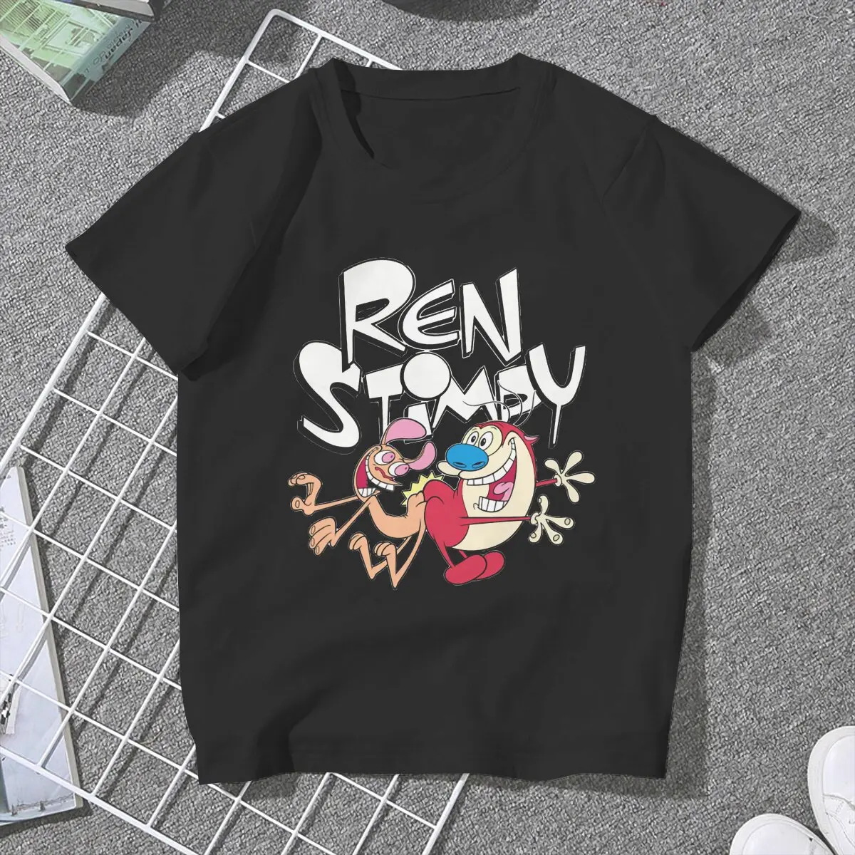 Game Ren And Stimpy Anime T Shirt Punk Women's Tees Summer Harajuku Crewneck Polyester TShirt