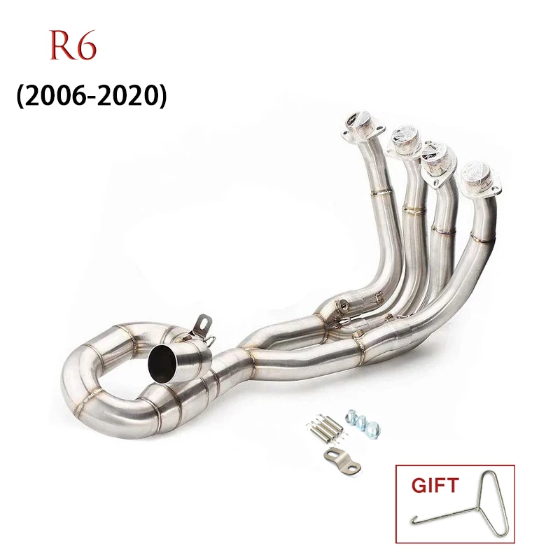 Motorcycle muffler 51mm exhaust pipe slip on system Front link mid pipe connector for Yamaha R6 YZF-R6 2006 2007 2008-2020