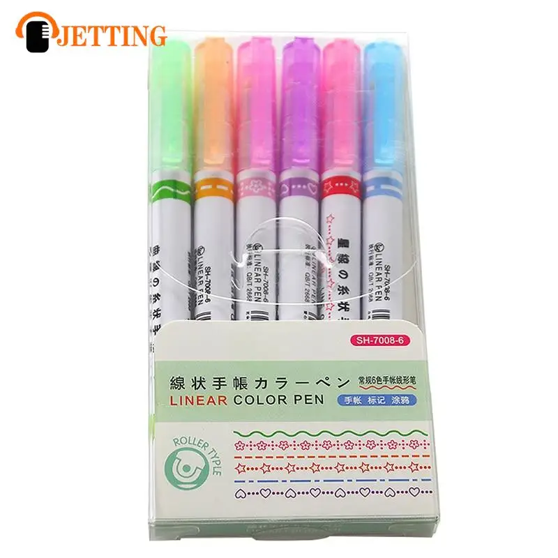 6 Kleuren Curve Lijn Marker Markeerstift Schets Pastel Markers Tekening Decoratie Manga Markers Voor Art Tekening Doodling