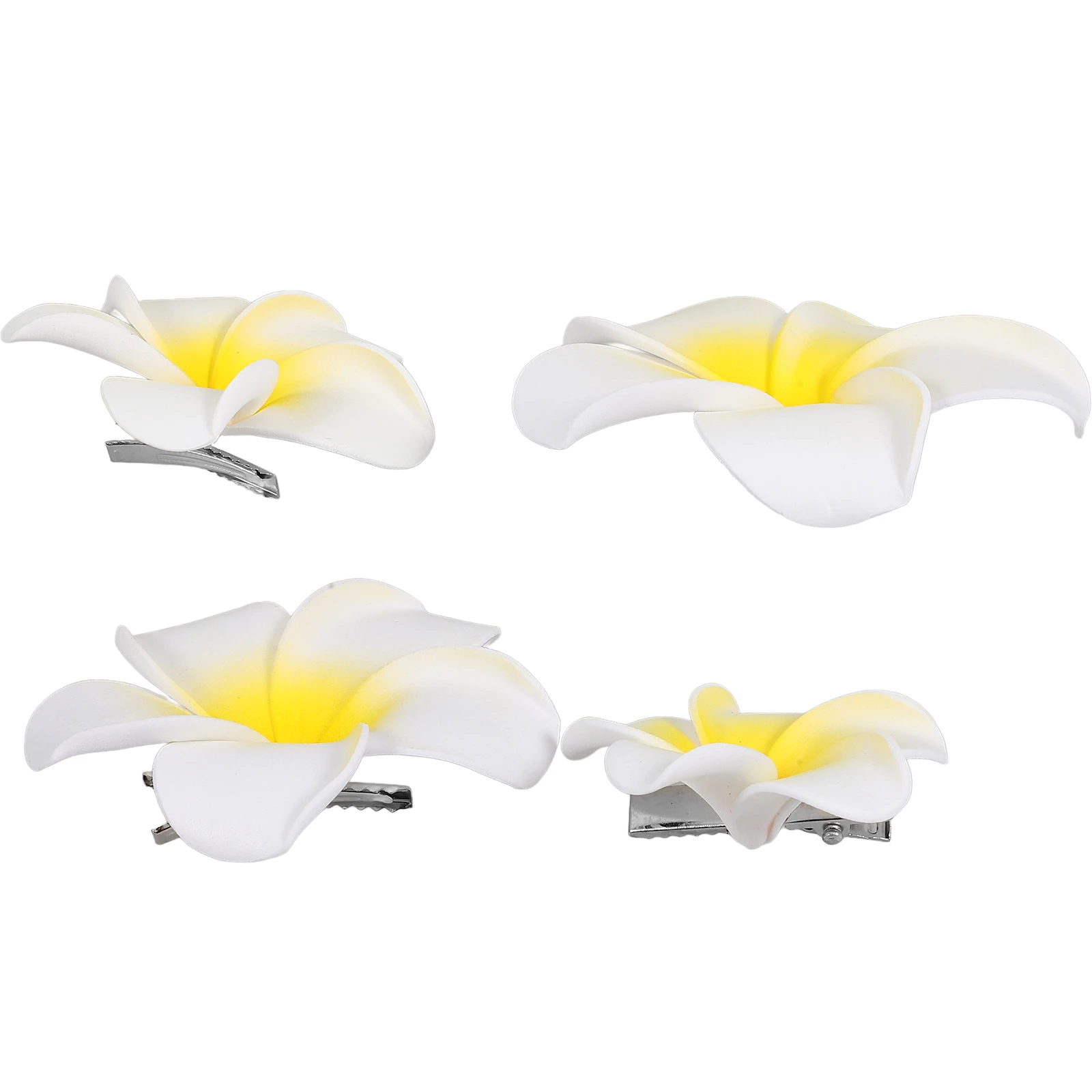

4pcs Frangipani Hair Clip Hawaiian Flower Clips for Women Large Tropical Bridal Wedding Accessories Headpiece