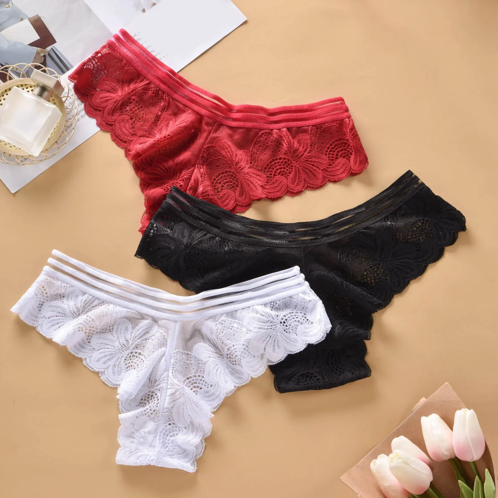 

Sexy Solid Lace Thongs For Women Underpants Low Waist T Panties Seamless Comfortable Briefs Breathable Lingerie Female Underwear