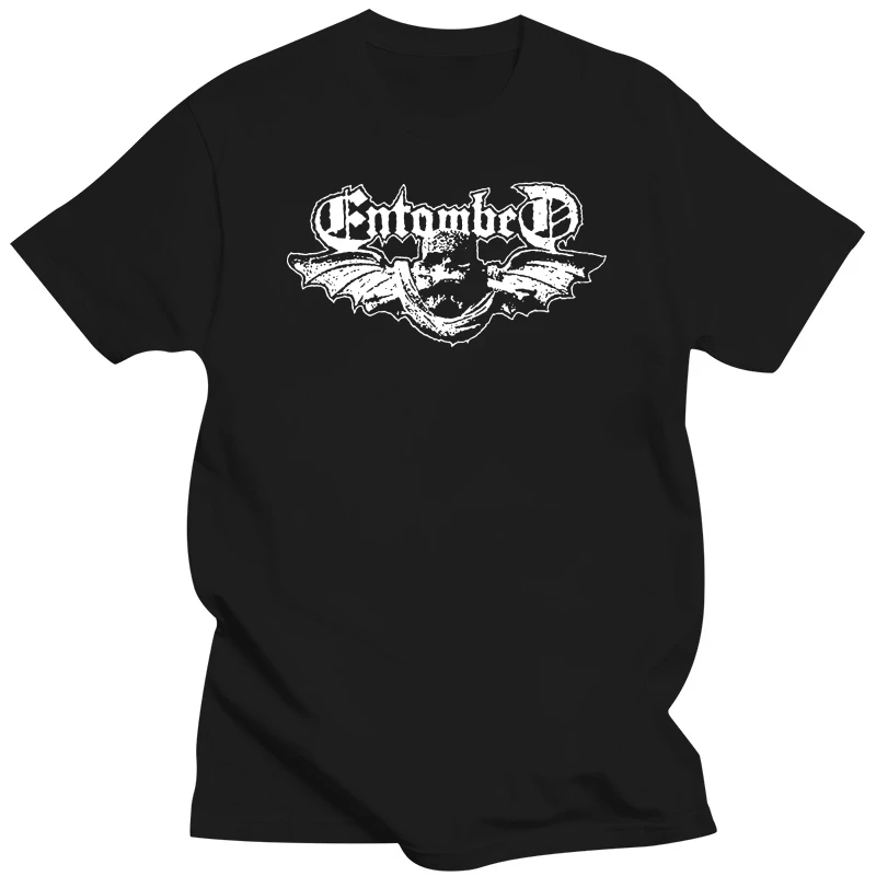 Черно-белая футболка Entombed Logo V2 из хлопка, все размеры