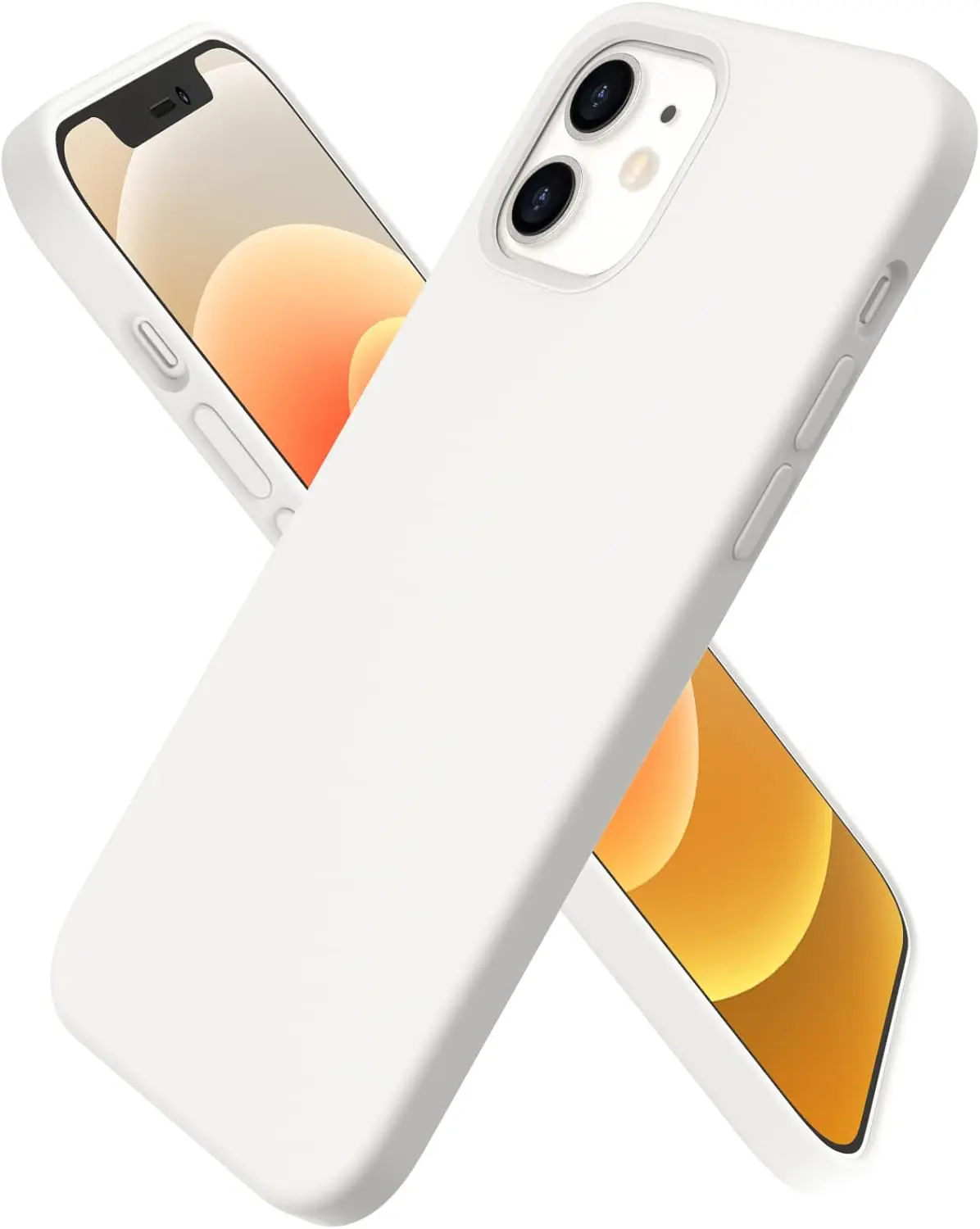

Slim Liquid Silicone iPhone 12/12 Pro Case, Full Coverage Soft Gel Rubber Cover in White for 6.1 Inch
